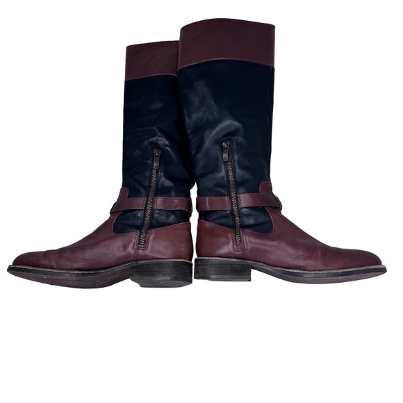 Vince Camuto Flavian Riding Boots Buckle Knee High Leather Black Brown Size 7B - Picture 9 of 12